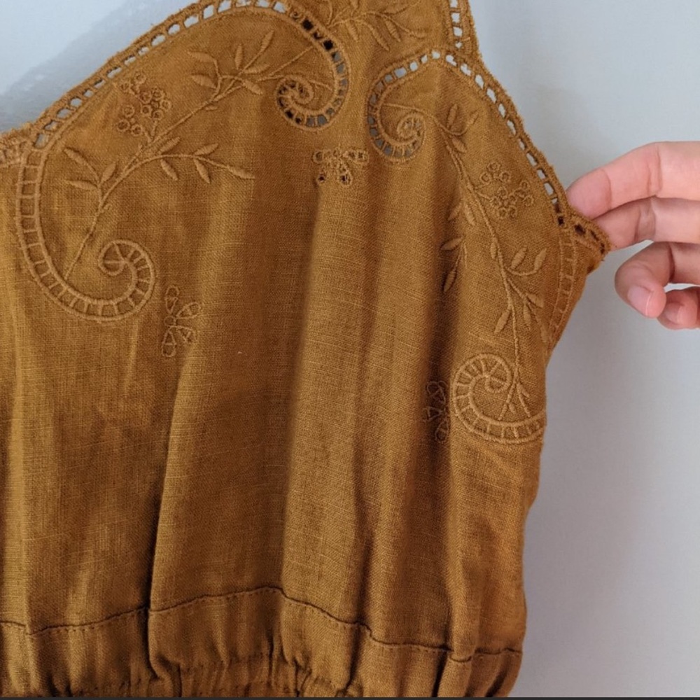 J.Crew Linen Drawstring Embroidered Dress - Picture 9 of 10